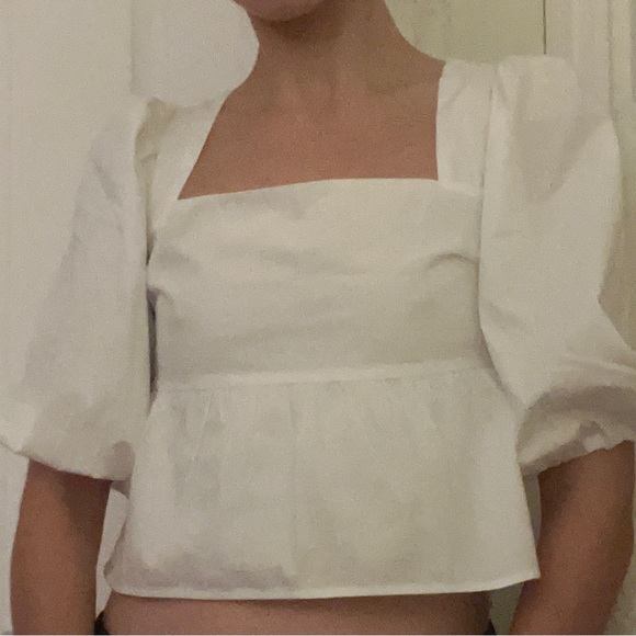 Abercrombie White Baby Doll Peplum Top NWT - Picture 1 of 4